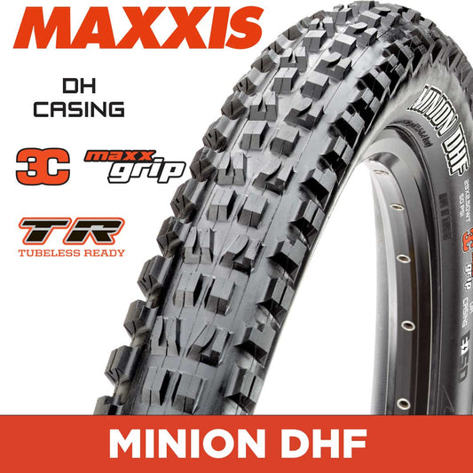 MAXXIS Minion DHF - 27.5 X 2.50 Folding 60TPIx2 DH 3C MaxxGrip Tubeless Ready - Black